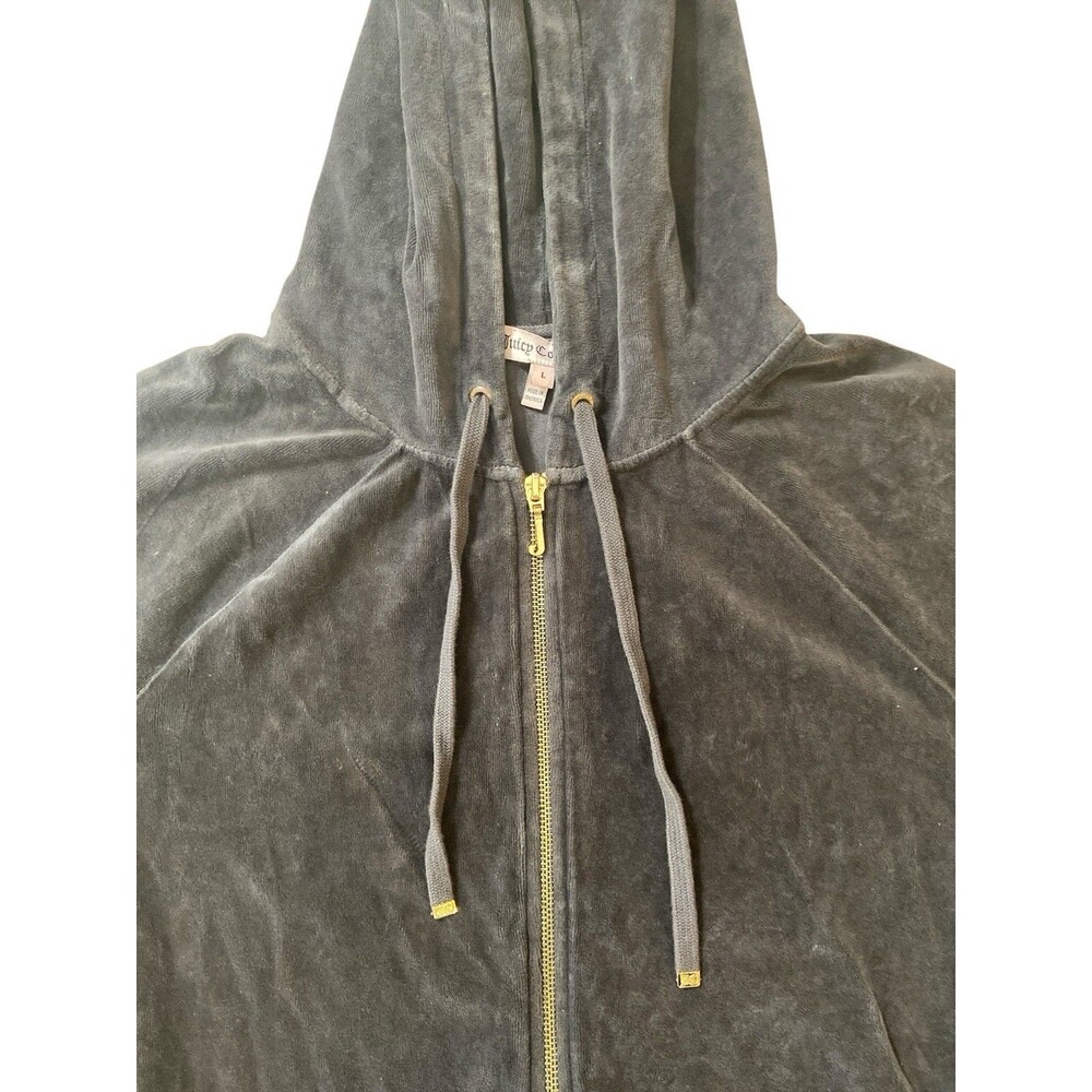 Juicy Couture Women’s Velour Tracksuit Set Black Hoodie Pants Size L Vintage - Picture 5 of 16